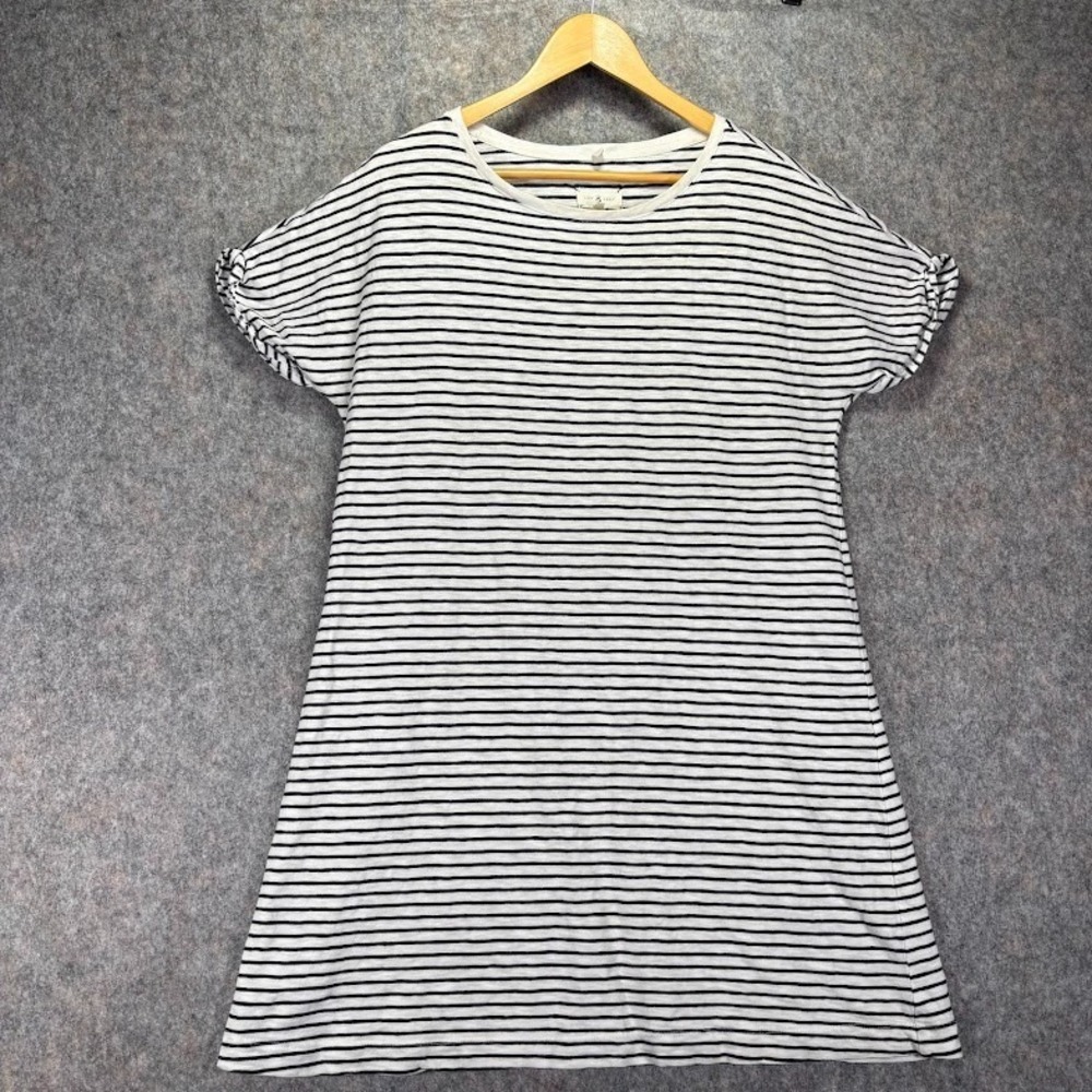 Lou & Grey Cotton Striped Mini Dress Sz L Nautical Beachy Coverup Summer Casual